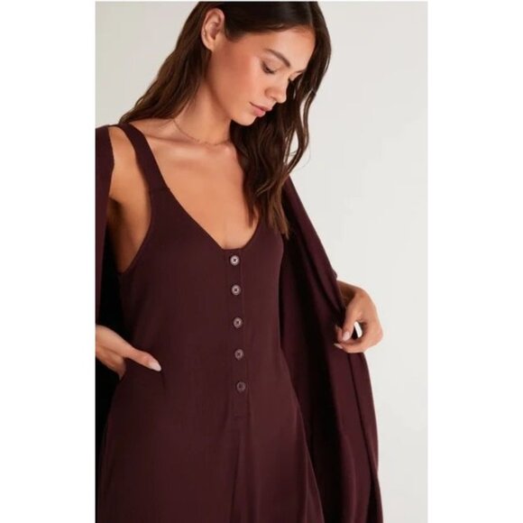 Z Supply Around Town Fig Cozy Lounge Jumpsuit - Picture 7 of 9